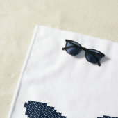 十字縫いデザインダークブルーのサメ ビーチタオル (インサイチュ)