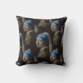 十字縫い女の子と真珠のイヤリング、ブックアート クッション (正面)