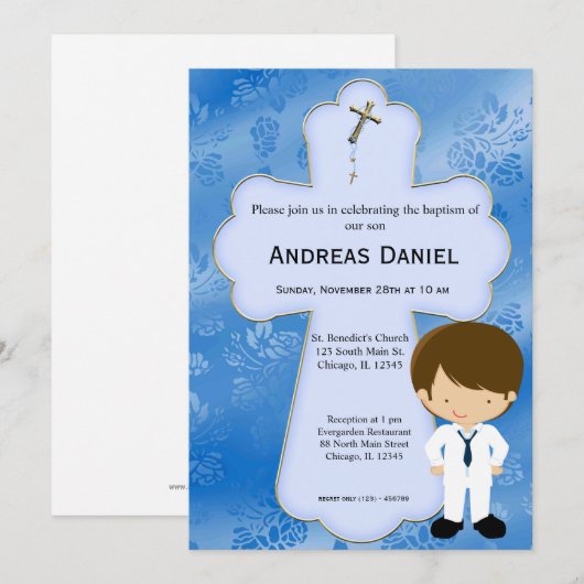 十字聖餐式の少年 招待状 (正面/裏面)
