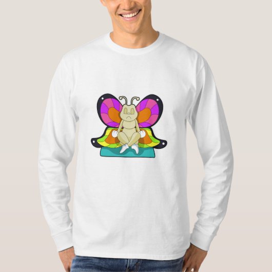 十字脚のヨガで蝶 Tシャツ (正面)