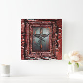 十字血 スクエア壁時計 (ホーム)