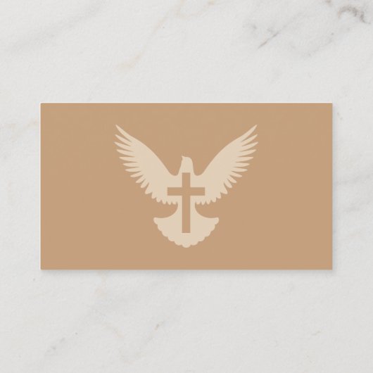 十字赤とベージュ教会のカードで鳩 名刺 (裏面)