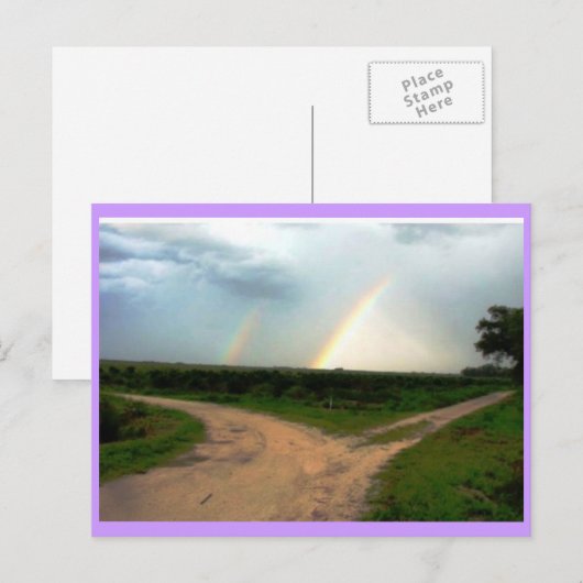 十字路に二重の虹 ポストカード (正面/裏面)