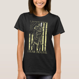 十字軍ここに立つ私は悪の騎士テンプラを恐れる Tシャツ