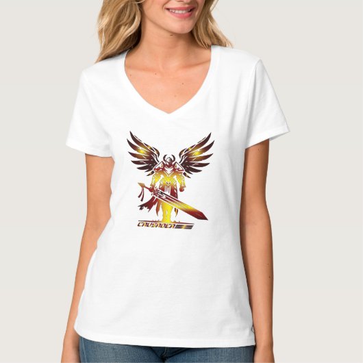 十字軍の女性VネックTシャツ Tシャツ (正面)