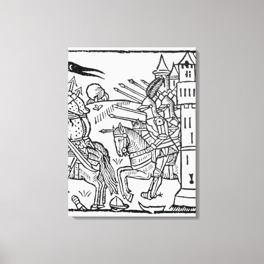十字軍の騎士が戦闘に乗り出す キャンバスプリント (正面)
