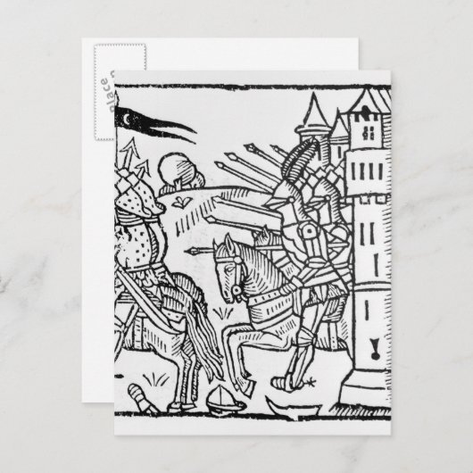 十字軍の騎士が戦闘に乗り出す ポストカード (正面/裏面)