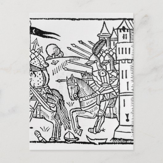 十字軍の騎士が戦闘に乗り出す ポストカード (正面)