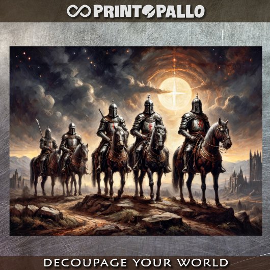 十字軍の騎士が馬に乗って行進 薄葉紙