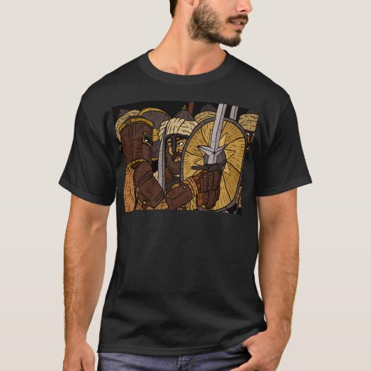 十字軍の騎士の戦い。中世。 Tシャツ (正面)