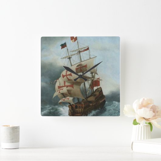 十字軍アホイ スクエア壁時計 (ホーム)