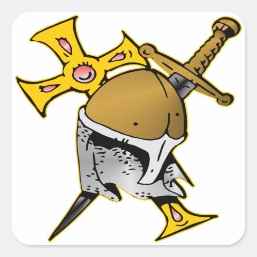 十字軍ヘルメットクロス&ソード スクエアシール (正面)