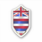 十字軍旗のハワイ州旗スタイル盾 シール (正面)