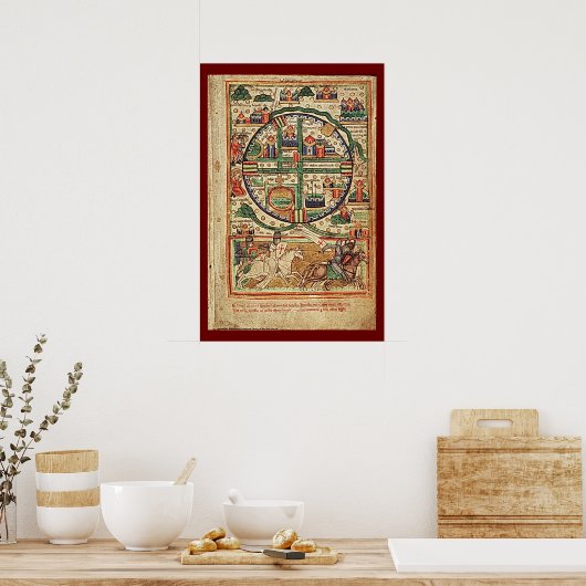 十字軍時代のエルサレムの図解入りの、写真付きの写本 ポスター (キッチン)
