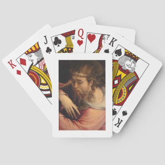 十字1540-45年を運んでいるキリスト(パネルの油) トランプ (裏面)