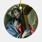 十字1600-10年を握りしめているキリスト(キャンバスの油) セラミックオーナメント (裏面)