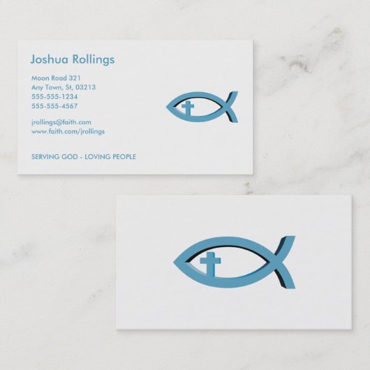 十字|の共有を持つキリスト教の魚あなたの信頼 名刺 (正面/裏面)
