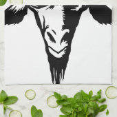 十字(黒)が付いている悪魔的なヤギの頭部 キッチンタオル (折り畳み)