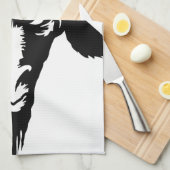 十字(黒)が付いている悪魔的なヤギの頭部 キッチンタオル (四つ折り)