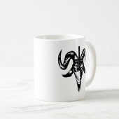 十字(黒)が付いている悪魔的なヤギの頭部 コーヒーマグカップ (正面右)