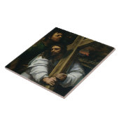 十字、c.1535 (パネルの油)を運んでいるイエス・キリスト タイル (側面)