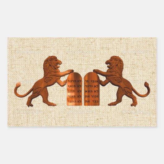 十戒とライオン 長方形シール (正面)