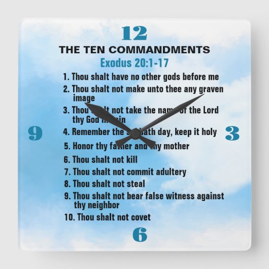 十戒 スクエア壁時計 (正面)