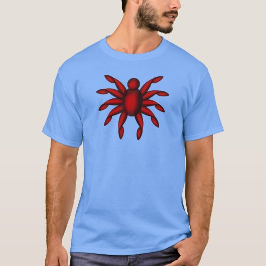 十本脚の濃い赤い虫 Tシャツ (正面)