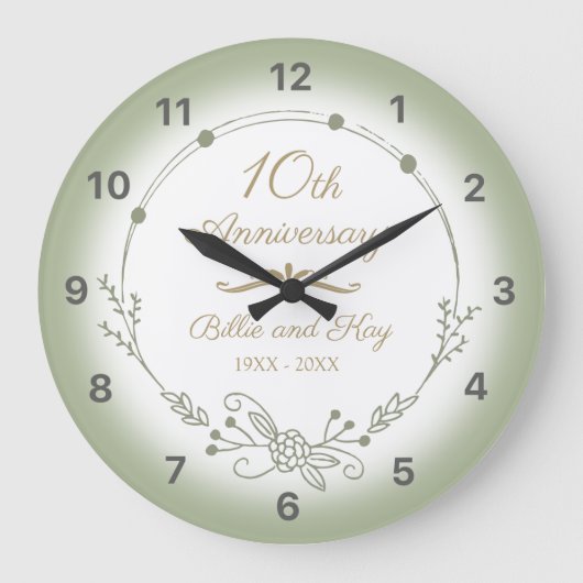 十結婚周年エレガント ラージ壁時計 (正面)