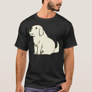千代ちゃんの白犬の忠吉さんを描く Tシャツ