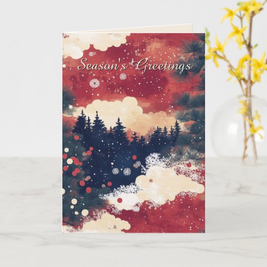 千代上エレガント雪景色クリスマスカード カード (黄色い花)