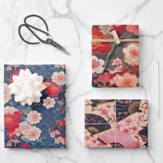 千代上友禅和紙スタイル柄 ラッピングペーパーシート (正面)