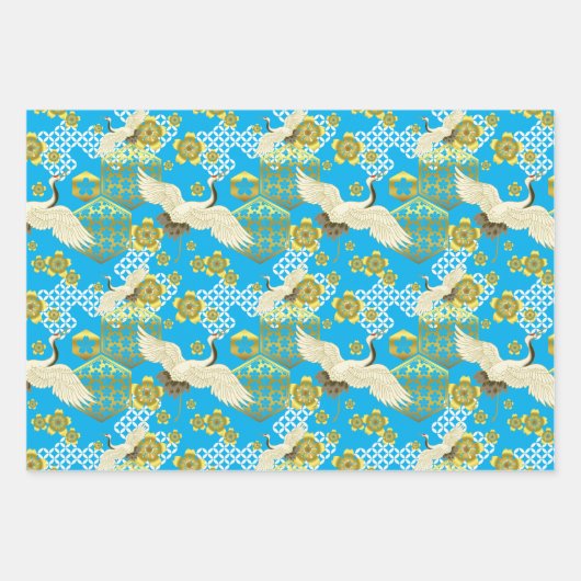 千代上友禅和紙スタイル柄 ラッピングペーパーシート (正面)