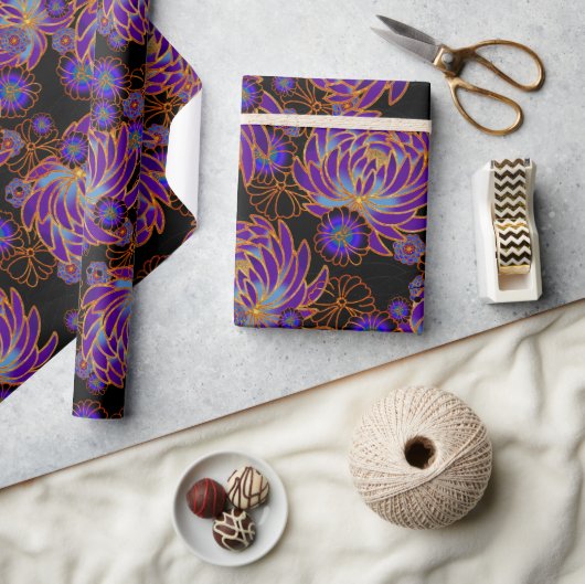 千代紙友禅スタイル柄包み紙 ラッピングペーパー (クラフト)