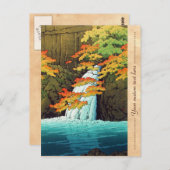 千住の滝、蓮井赤目川瀬新版画 ポストカード (正面/裏面)