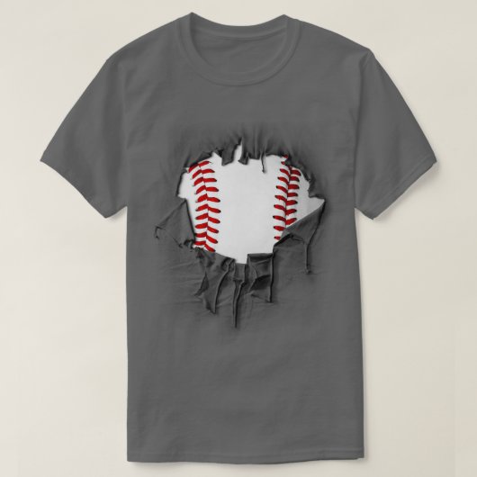 千切りにされた破れた野球 Tシャツ (デザイン正面)