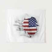 千切り、裂いた、アメリカ国旗 タペストリー (正面(横))