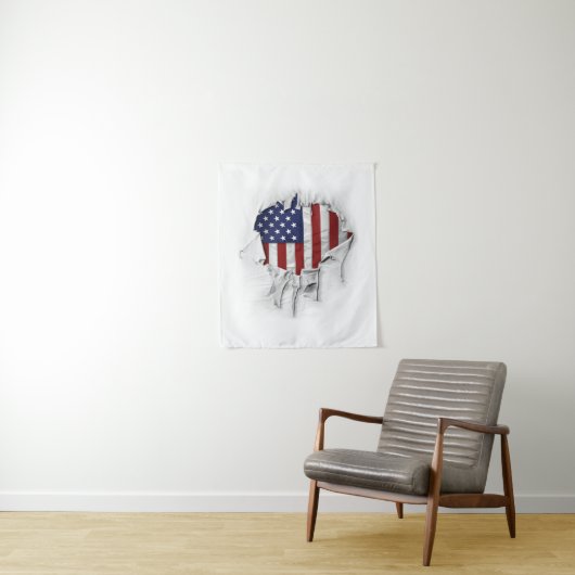 千切り、裂いた、アメリカ国旗 タペストリー (インサイチュ)