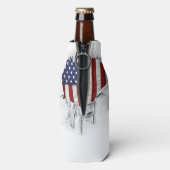 千切り、裂いた、アメリカ国旗 ボトルクーラー (ボトル裏面)