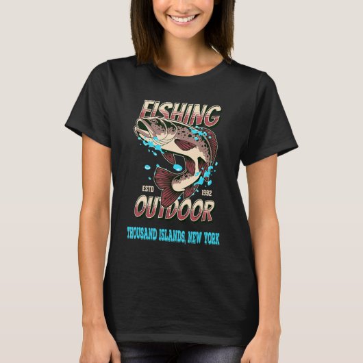 千島ニューヨークトップ100ベース魚釣りラ Tシャツ (正面)