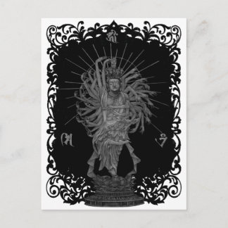 千手観音シェー 背景付き ポストカード