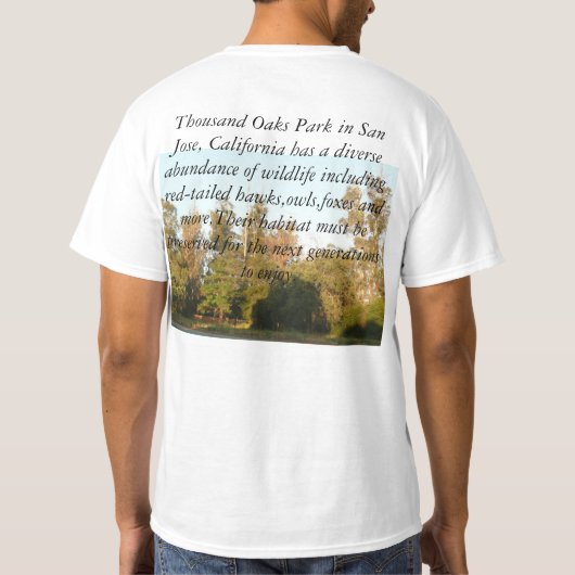 千秋公園の救林と生息地 Tシャツ (裏面)