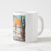 千葉日本ヴィンテージ旅行ポスタープリントアート。 ジャンボコーヒーマグカップ (正面右)