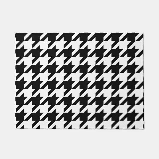 千鳥格子のでクラシックな白黒の編むパターン ドアマット (正面)