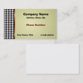 千鳥格子ので、赤いサテンリボン 名刺 (正面/裏面)