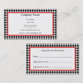 千鳥格子のなアポイントメントのメモカード 予約カード (正面/裏面)