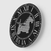 千鳥格子のなスコッチテリア犬 ラージ壁時計 (傾斜)