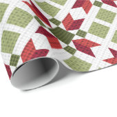 千鳥格子のなポインセチアのキルトのデザイン ラッピングペーパー (ロールコーナー)