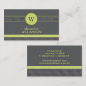 千鳥格子のなリボンの名刺(灰色かライム) 名刺 (正面/裏面)