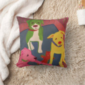 千鳥格子のな背部が付いているおもしろい犬の枕 クッション (ブランケット)